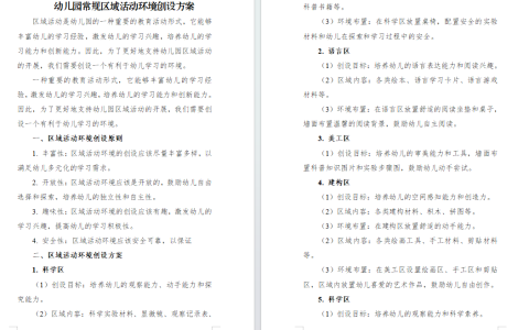 江苏开放大学幼儿园环境创设形成作业一：撰写一篇幼儿园常规区域活动环境创设方案，年龄班自选。
