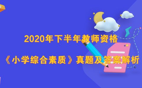 2020年下半年教师资格《小学综合素质》真题及答案解析